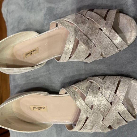 Paul Green, woven flat, white suede with gold sparkles, size 10 - Picture 2 of 3
